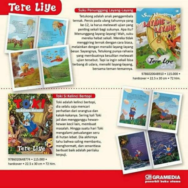 Suku Penunggang Layang Layang & Toki Si Kelinci Bertopi (Tere Liye) (Gramedia)