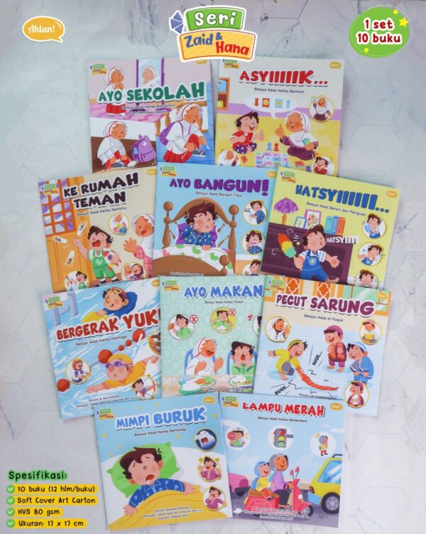 Seri Zaid dan Hana: 10 Buku Cerita Adab Islami Anak (Ahlan)